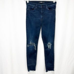 Hudson High Rise Distressed Raw Hem Jeans 31